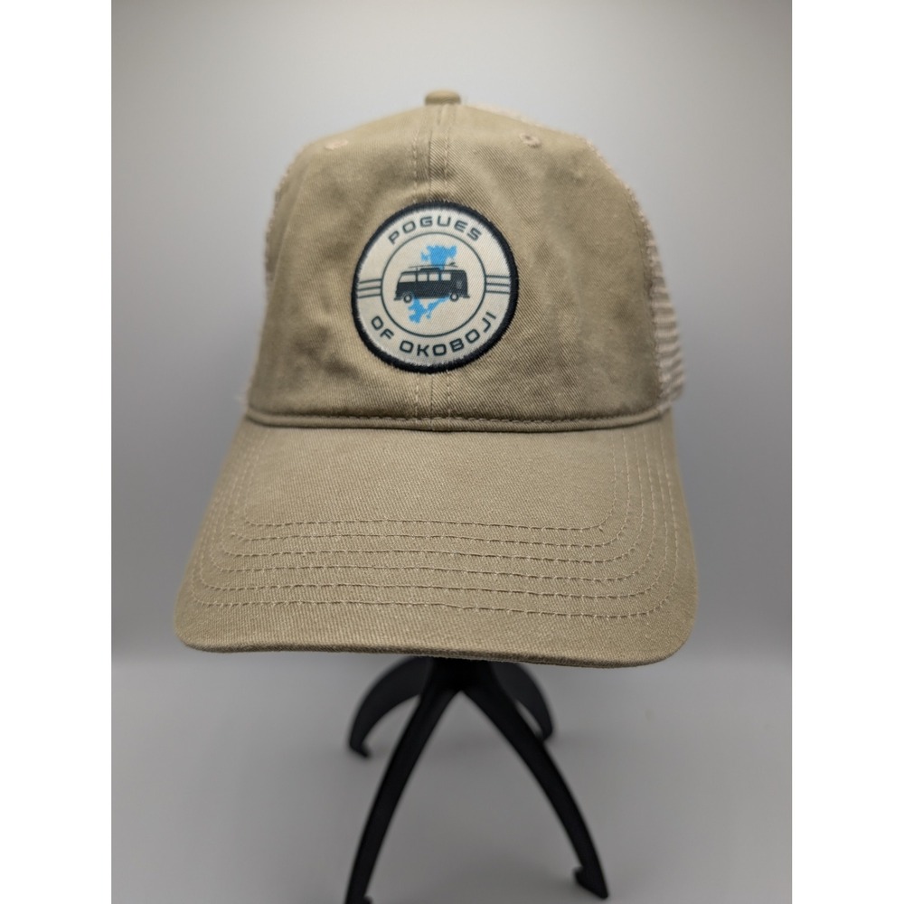 The Game Pogues of Okoboji Trucker Hat Tan Mesh Back Adjustable Cap